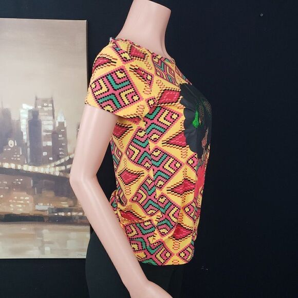 Top T-shirt Blouse Sequin Multicolor Small - Picture 3 of 5